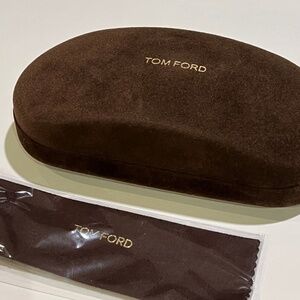 Tom Ford Chocolate Brown Velvet Sunglasses Case & Cleaning Cloth